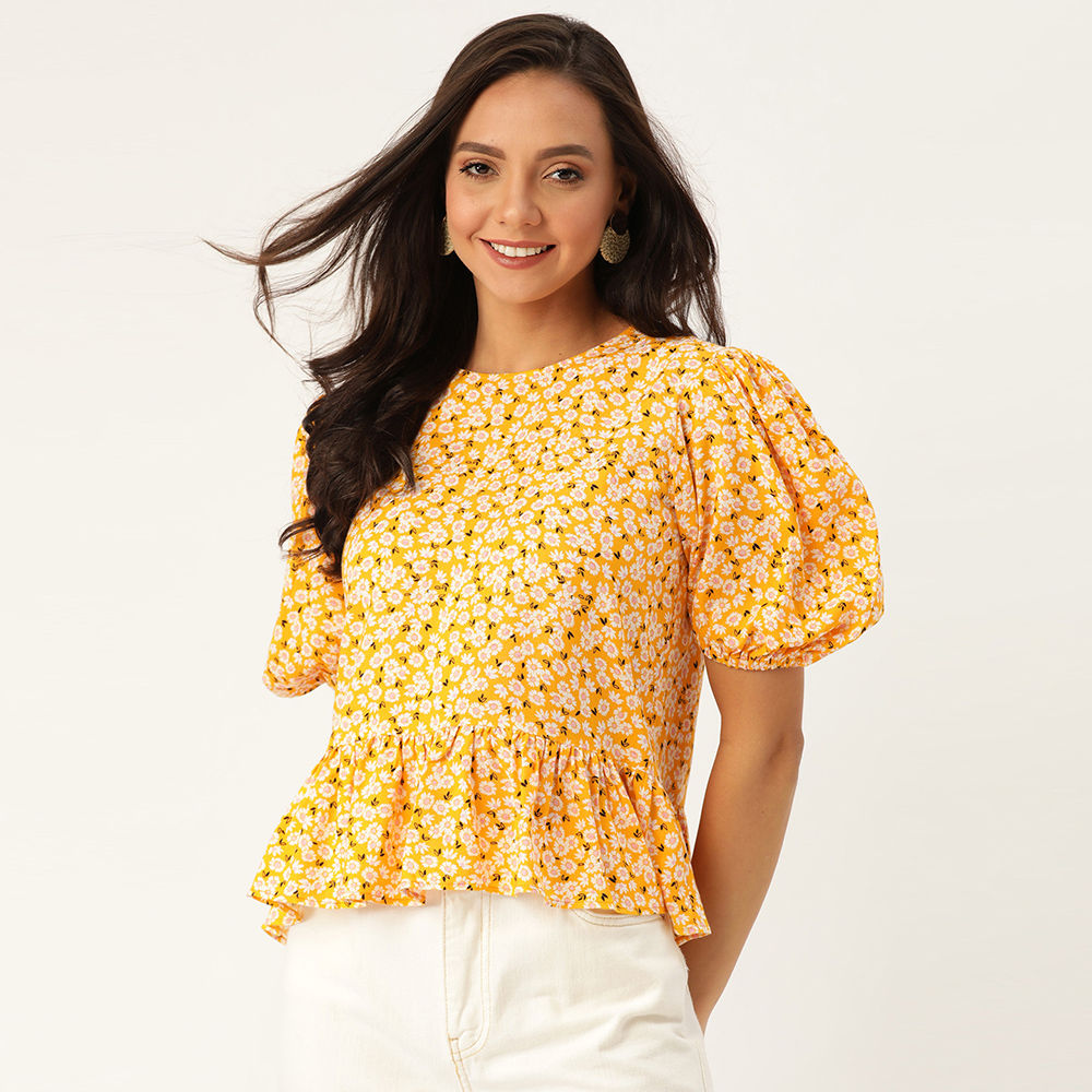 yellow floral top