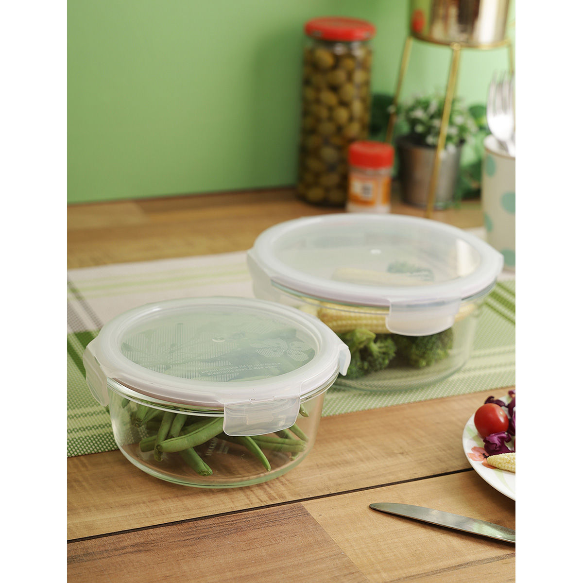 Lock & Lock Borosilicate Glass Airtight Food Storage Containers Set Of