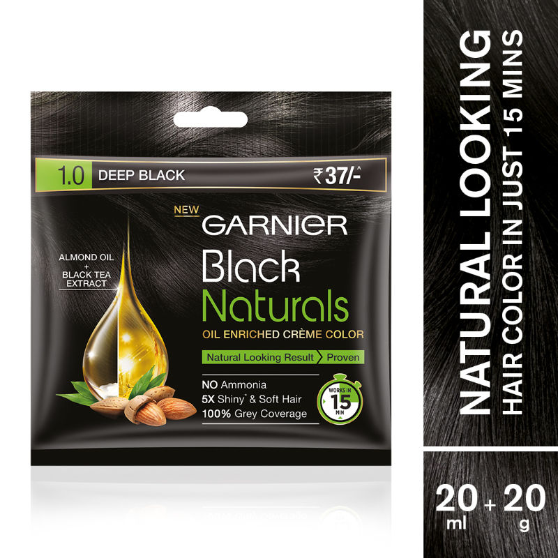 Garnier Black Naturals Oil Enriched Cream Hair Colour - 1.0 Deep Black
