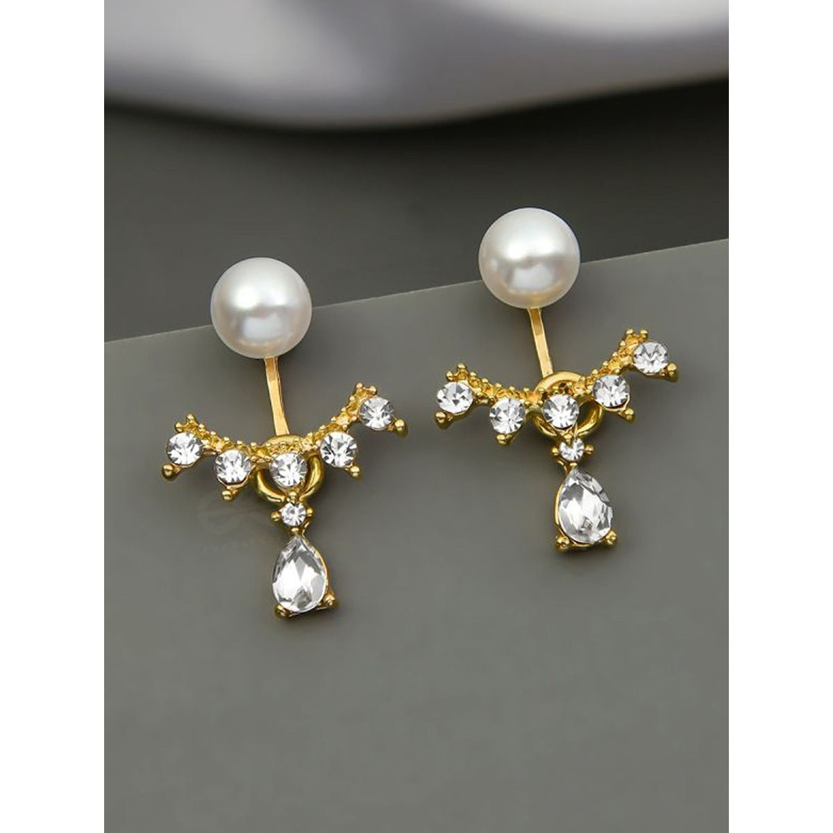 Bold Pearl Ear Jacket Studs in 2023  Pearl drop earrings gold Pearls Pearl  drop earrings