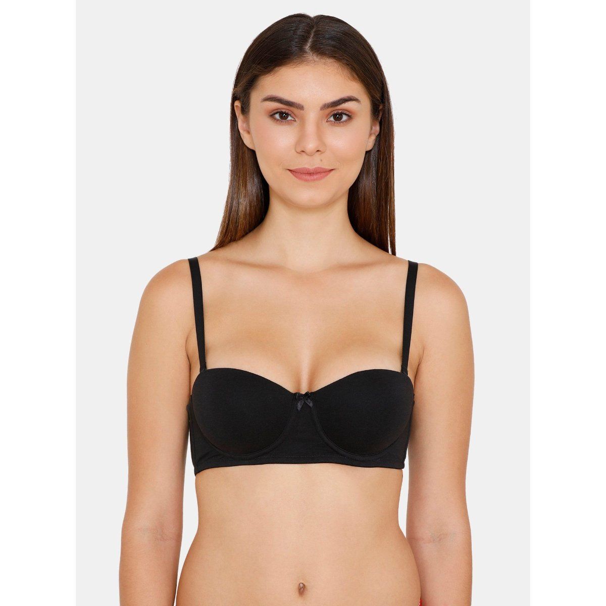 Buy Zivame Padded Non Wired 3/4th Coverage Stick On Bra-Black at