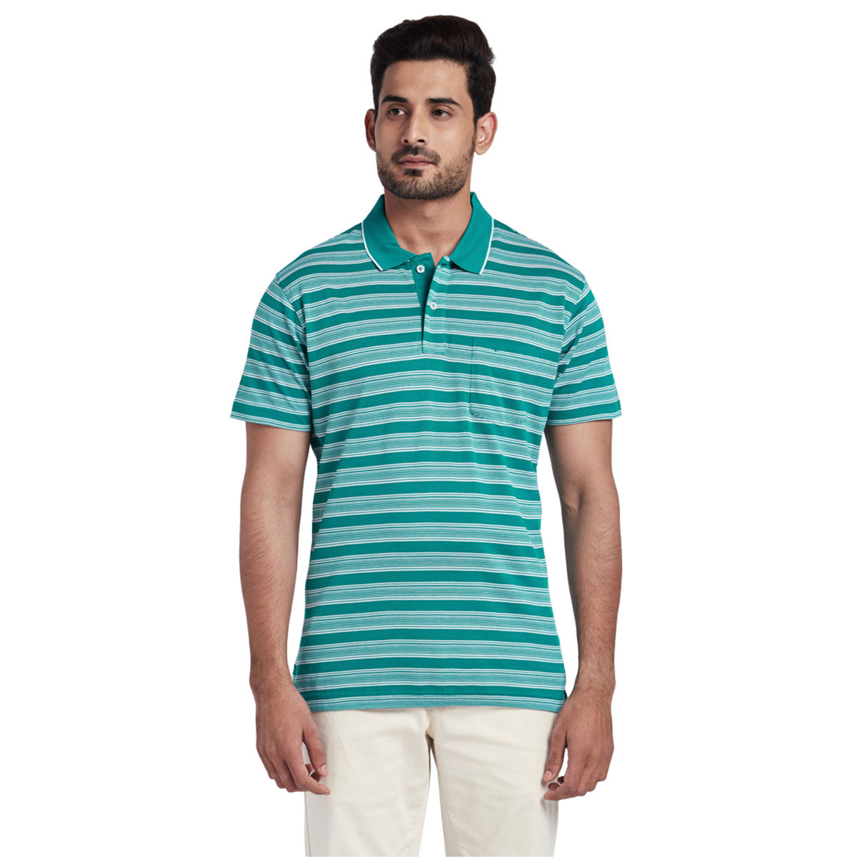 ColorPlus Medium Green Striped T-Shirt (M)