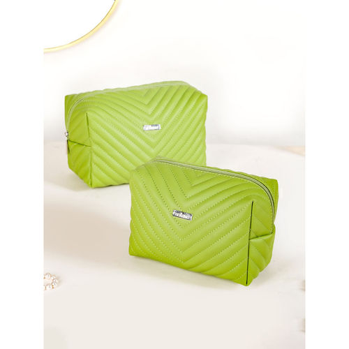 Nestasia Quilted Vegan Leather Makeup Organizer Pack of Green