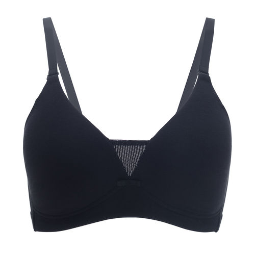 Buy Nykd by Nykaa Breathe Cotton Padded Wireless Triangle T-Shirt Bra 3/4th  Coverage - Black NYB003 Online
