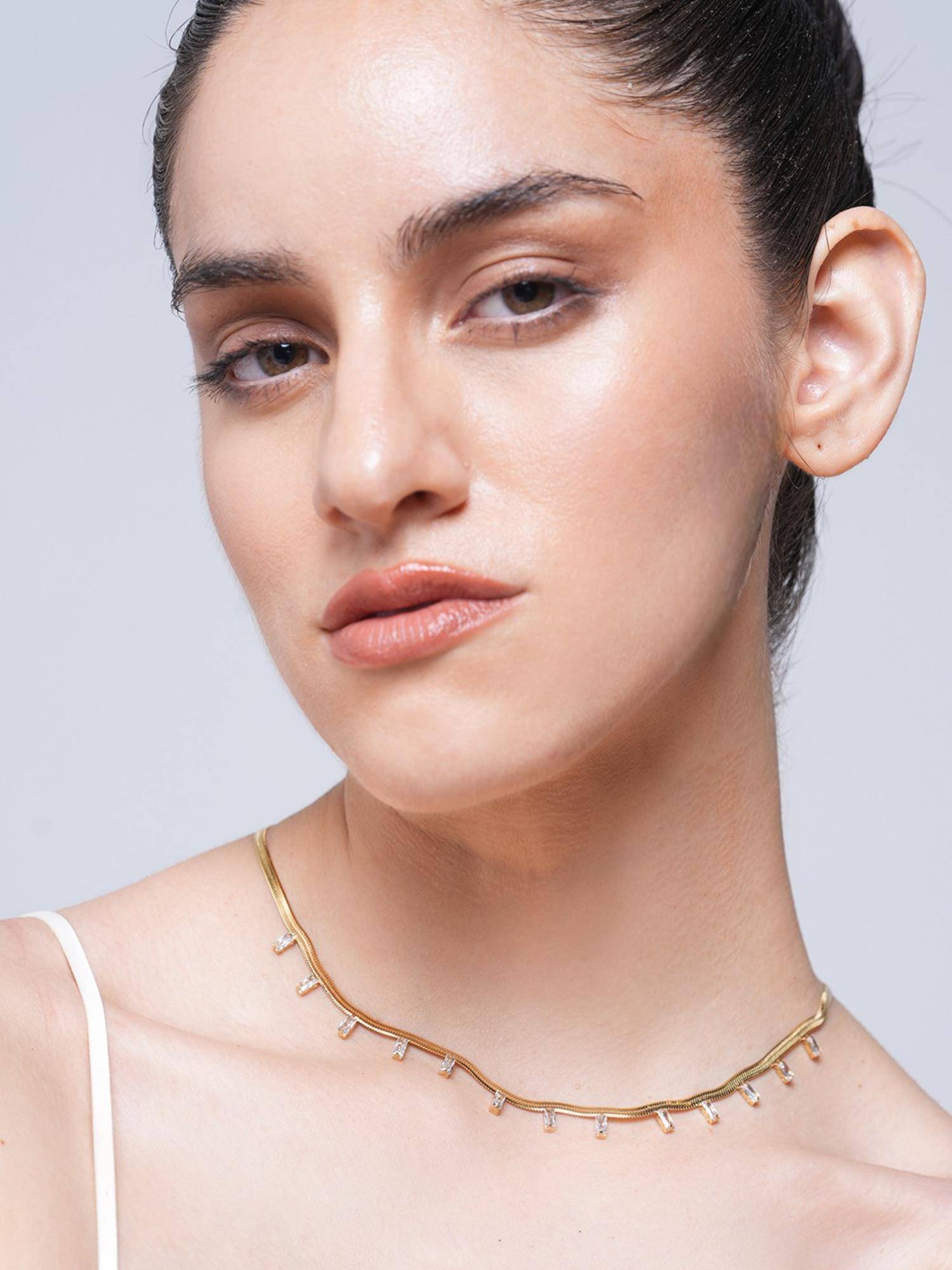 CAO JEWELLERY Real Gold Flat Snake Chain