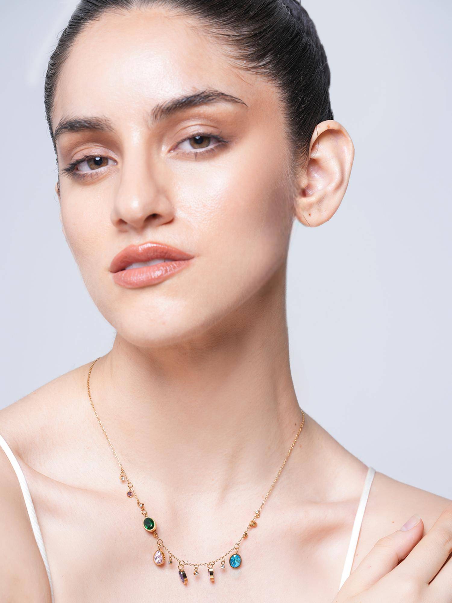 CAO JEWELLERY Colorful Cubic Zirconia Necklace
