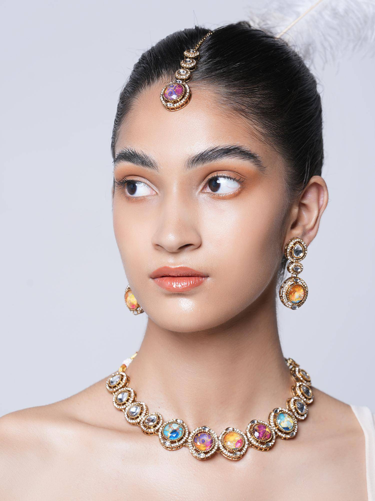 CAO JEWELLERY Short Designer Firestone Jewellery Set