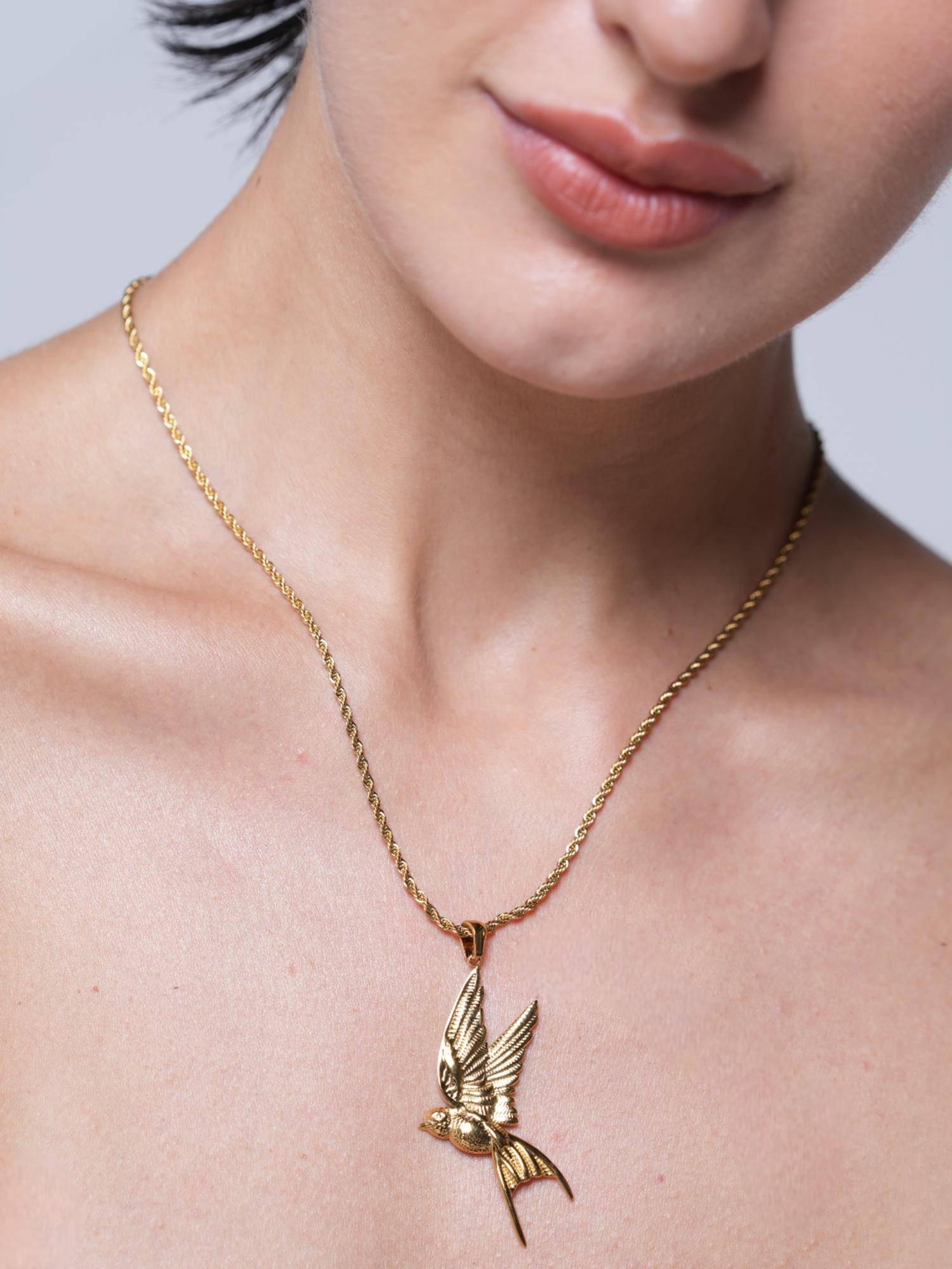 CAO JEWELLERY Peace Dove Pendant Twisted Chain Necklace