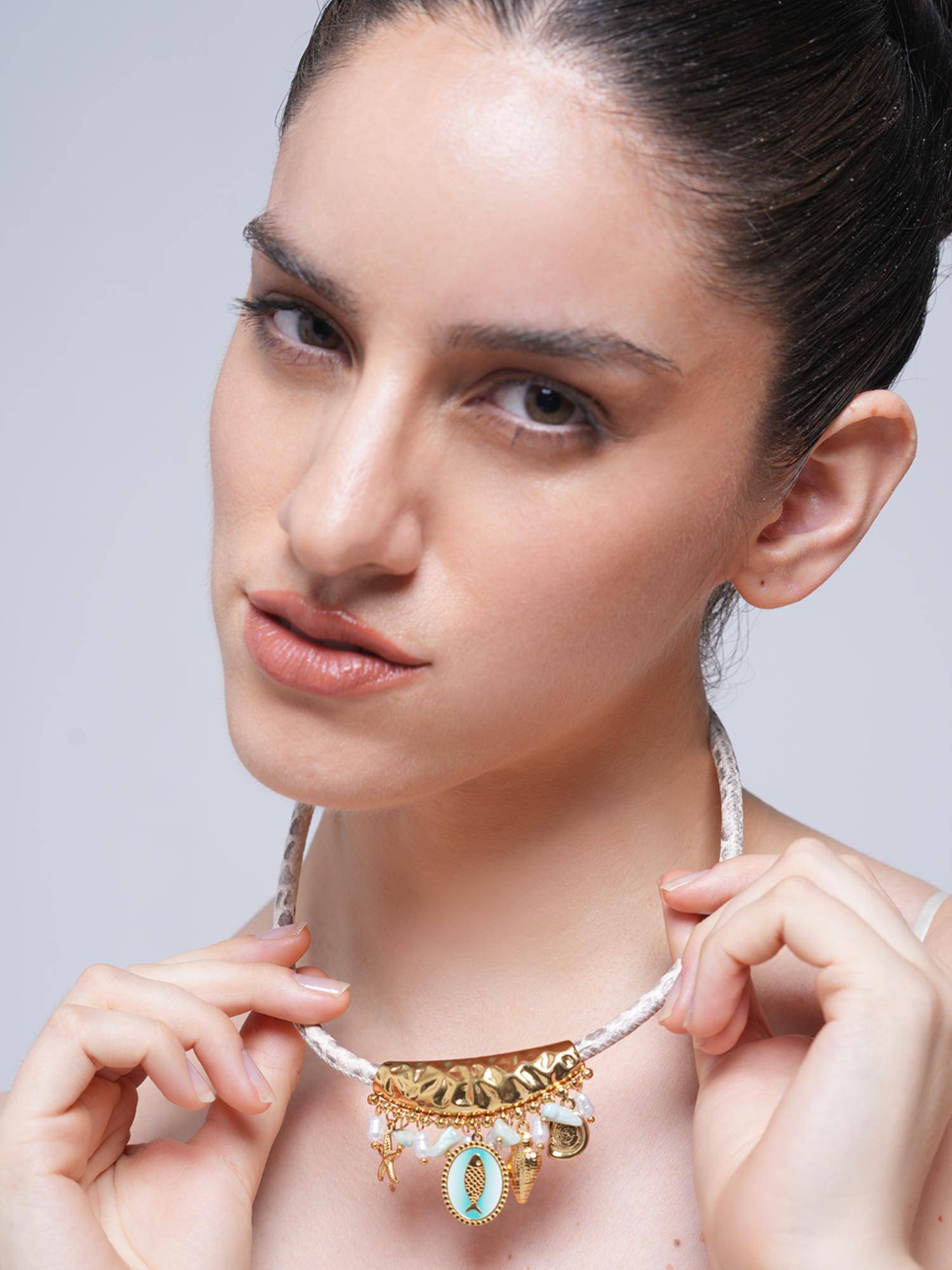 CAO JEWELLERY Simulated Pearl Starfish Conch Pendant Necklace