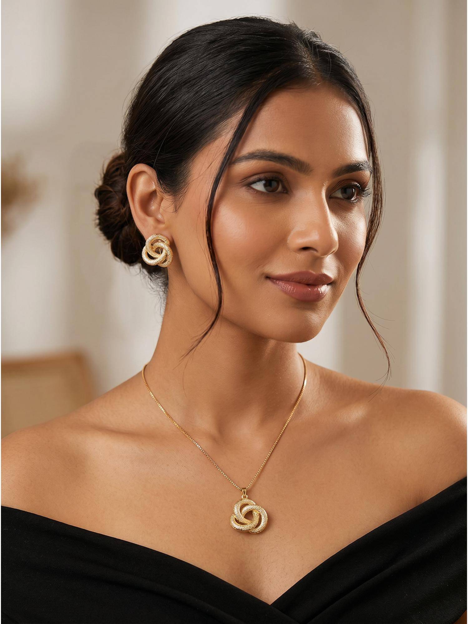 Saraf RS Jewellery Women 22k Gold Plated Rope Knot Design Minimal Jewellery Set