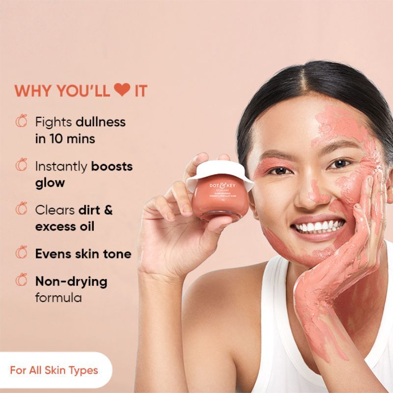 Dot & Key Pink Clay Face Mask For Glowing Skin With Vitamin C Fades