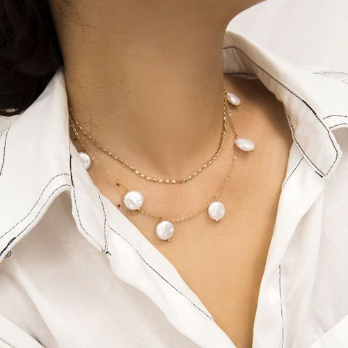 Ferosh Bellona Layered Pearl Golden Necklace Buy Ferosh Bellona Layered Pearl Golden Necklace Online At Best Price In India Nykaa