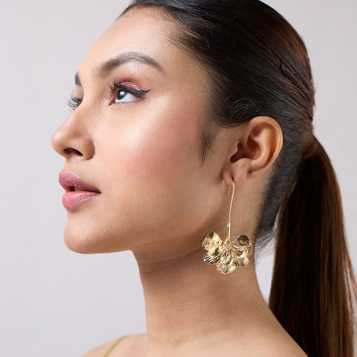 Flipkartcom  Buy ARZONAI Big Gold Flower Dangling Dangle Earrings Large  Size Floral Statement Earring Metal Earring Set Online at Best Prices in  India