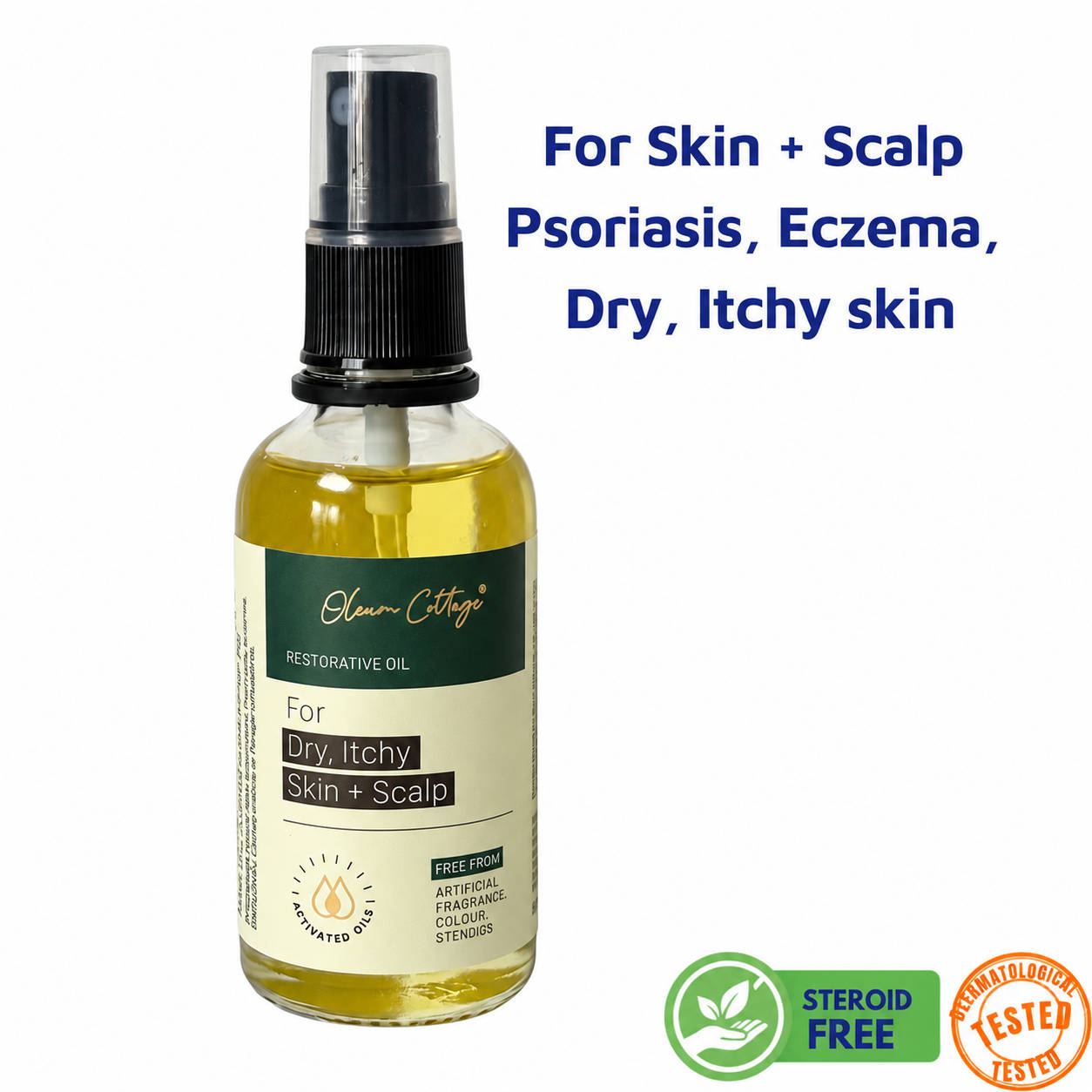 Oleum Cottage Restorative Oil for Skin + Scalp Psoriasis, Dandruff, Eczema