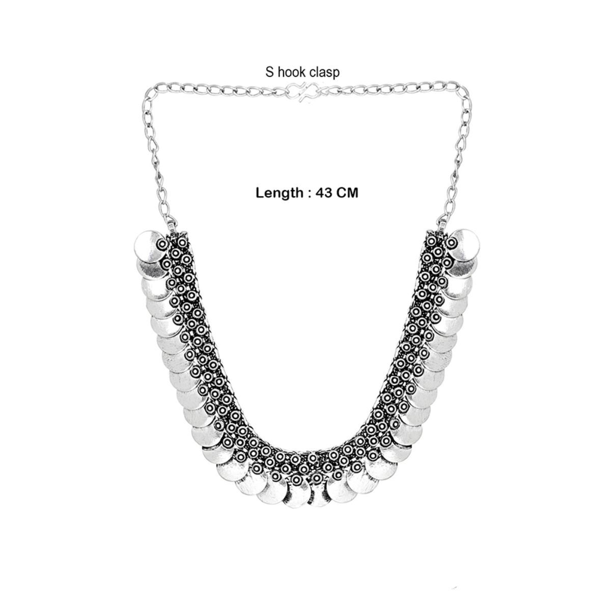 Yellow Chimes Oxidised Silver Tribal Art Contemporary Style Coins