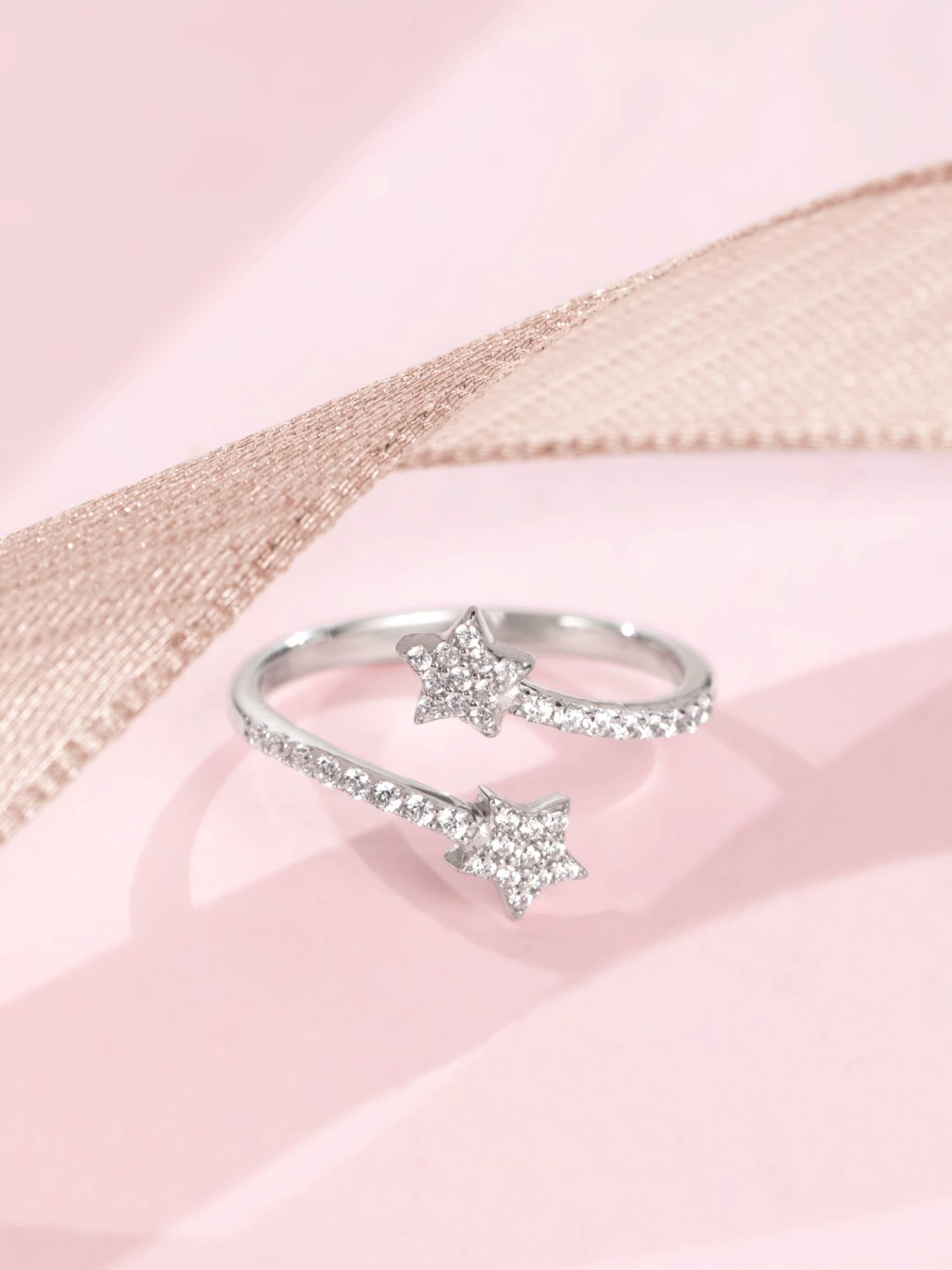 Buy Zavya Whimsical Star Rhodium Plated 925 Sterling Silver Ring