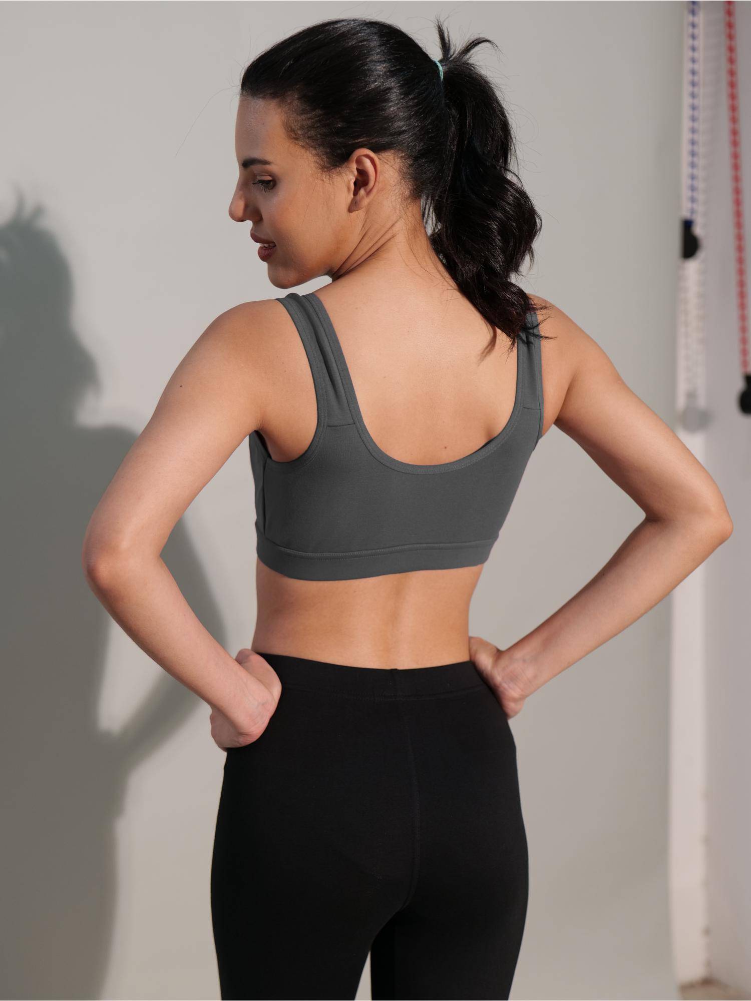 BUNKA 9号BODY レディース Buy BODYSIZE Womens Front Open Bamboo Grey Spandex Activewear