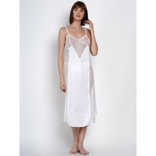 Buy Erotissch White Solid Semi-Sheer Nightdress Online