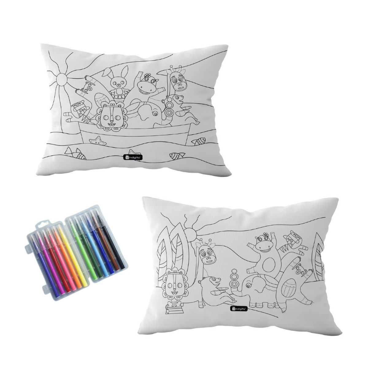 Buy Indigifts 2 Magic Reusable Pillow & 12 Diffrent Colors Set for Kids