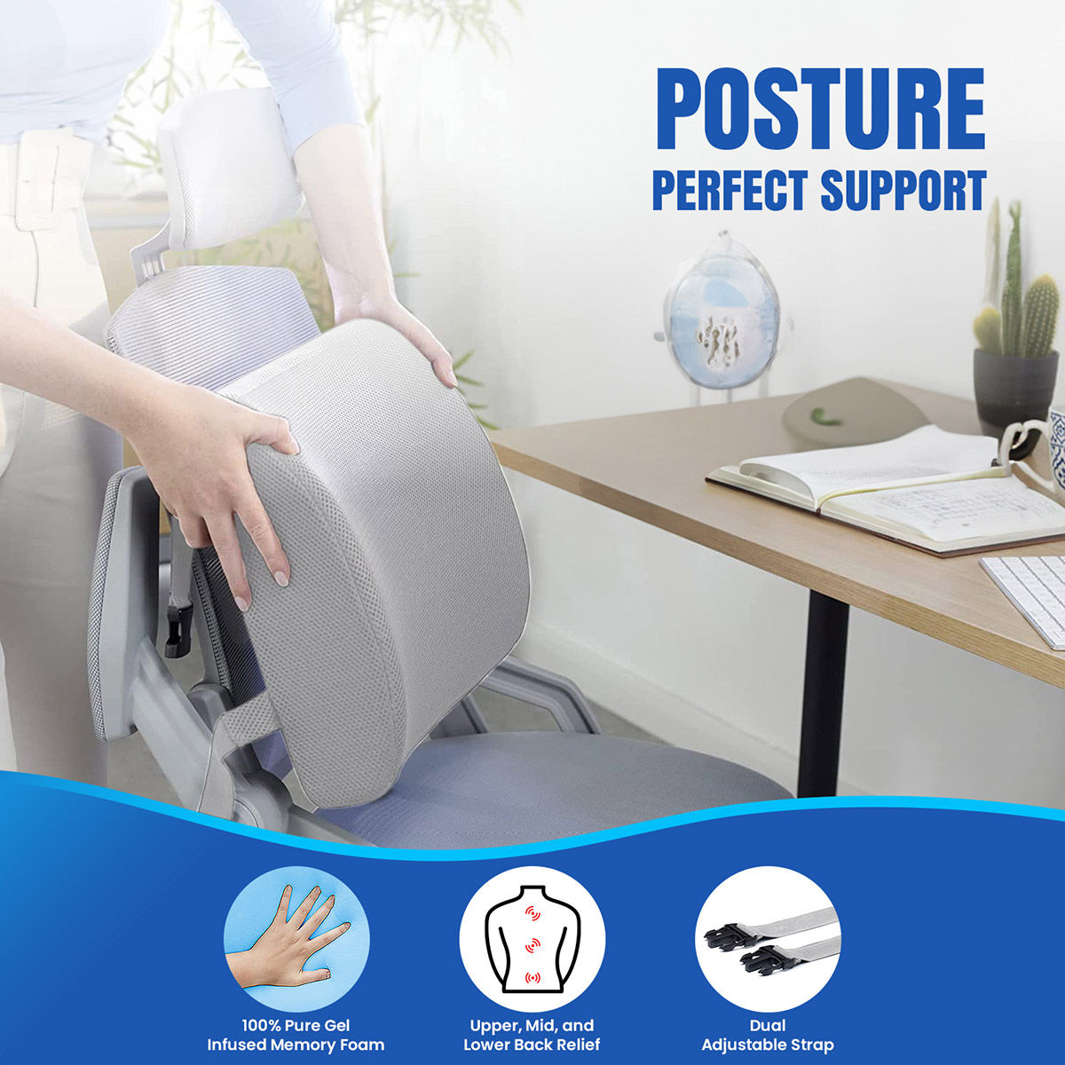 Buy SLEEPSIA Gel Memory Foam Orthopedic Lumbar Support Backrest Pillow