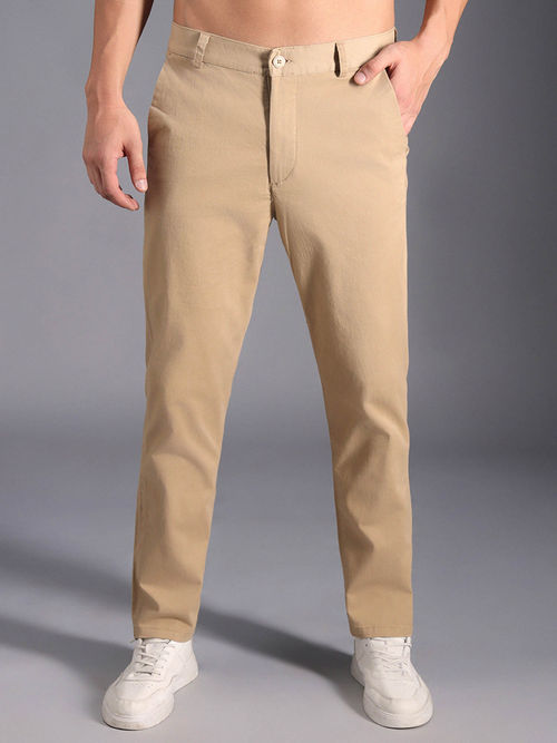 Regular Fit Skinny Fit Casual Pants Highlander Men Beige Regular