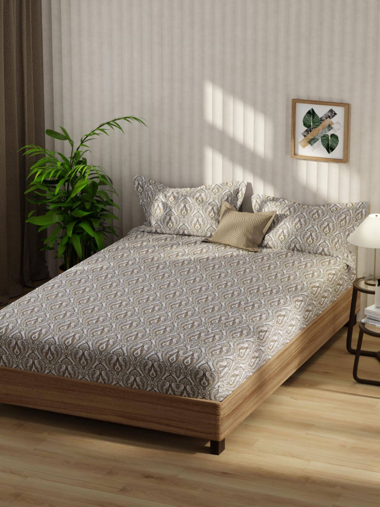 KOPA Bamboo Micro Fabric Bedsheet With 2 Pillow Covers Grey (Double King)