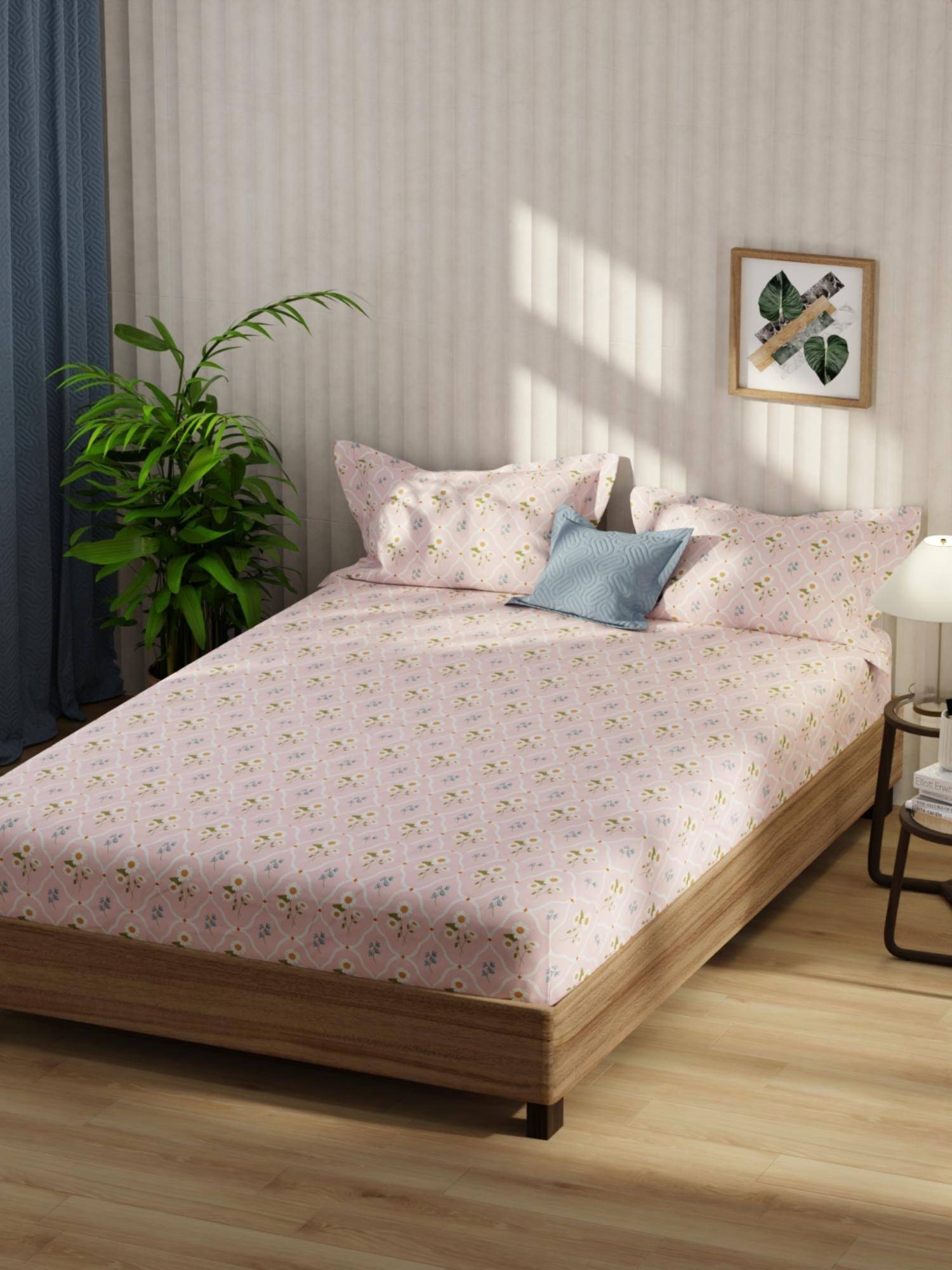 KOPA Bamboo Micro Fabric Bedsheet With 2 Pillow Covers Pink (Double King)