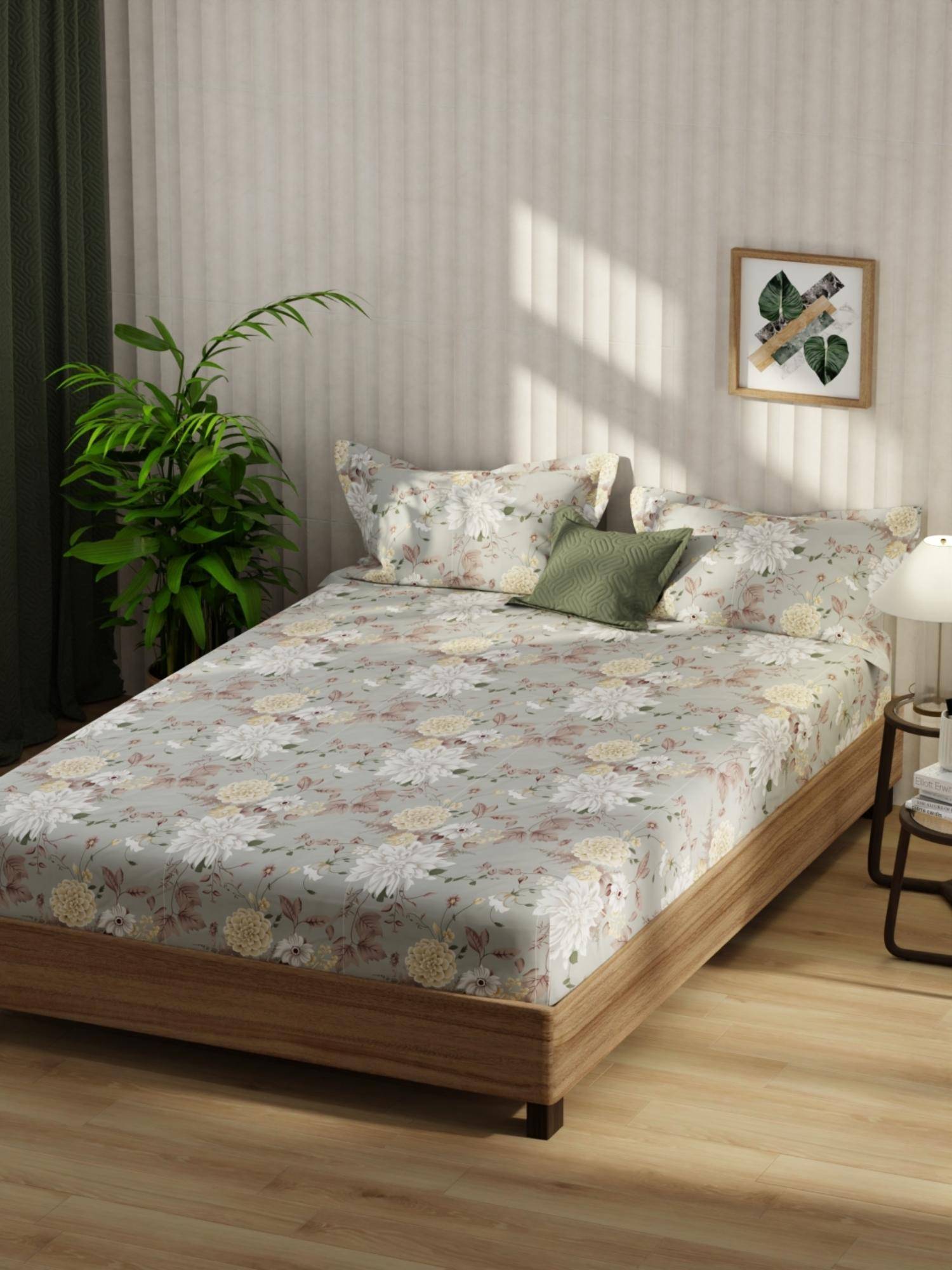KOPA Bamboo Micro Fabric Bedsheet With 2 Pillow Covers Green (Double King)