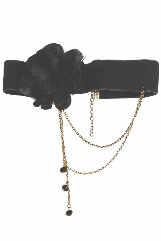 black flower choker