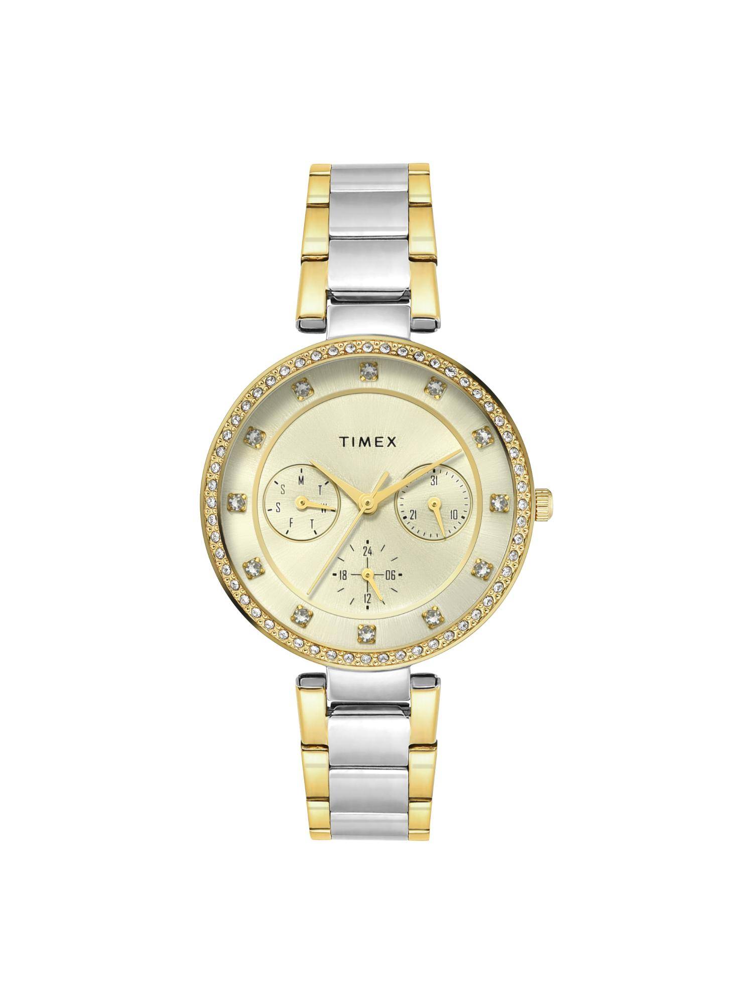 Timex Trendline Round 21mm Champagne Dial Analog Women Watch - TWEL18711