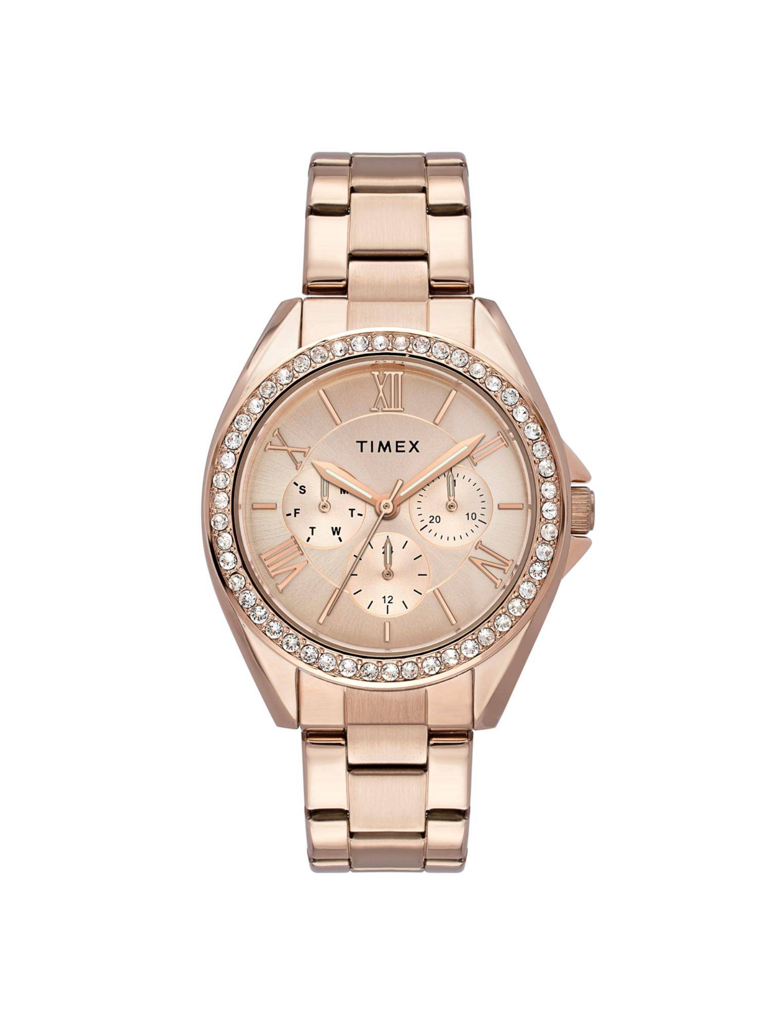 Timex Round 21mm Rose Gold Dial Analog Women Watch - TWEL253SMU01