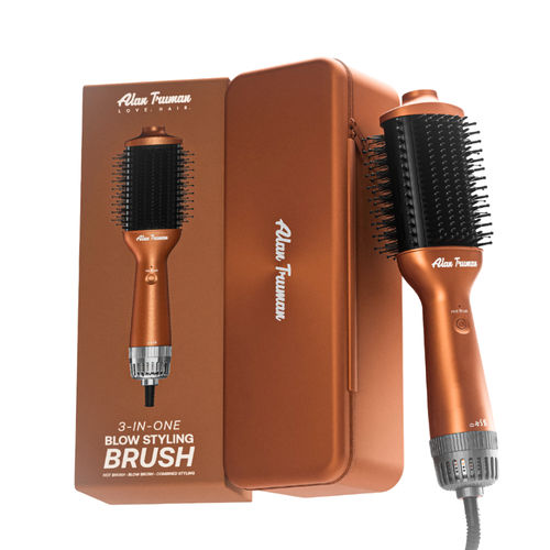 Alan Truman Blow Styling Brush 3-in-1 Blow-Dry, Style & Straighten Tool - Copper Gold