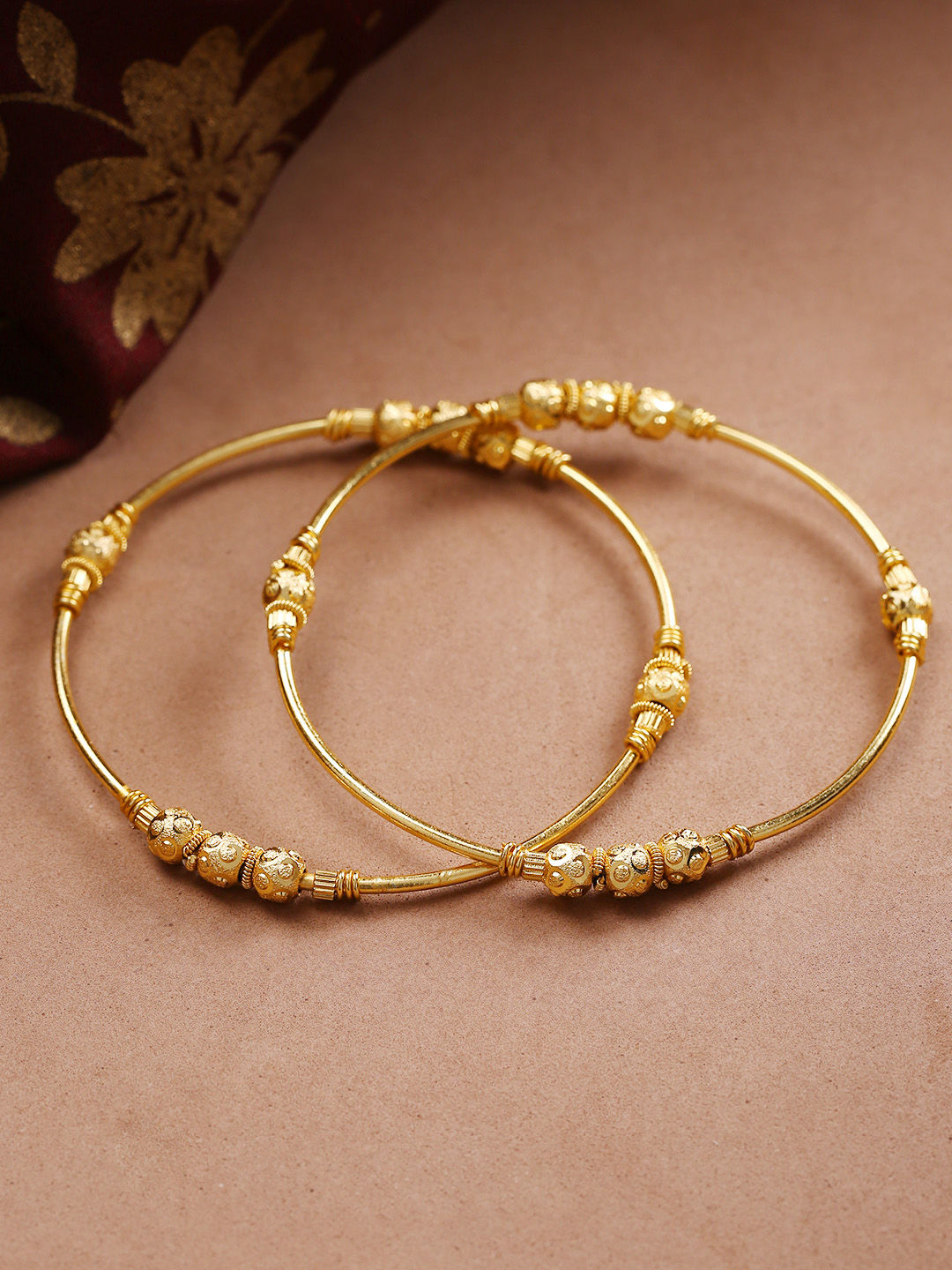 Priyaasi Set Of 2 Antique Gold-Plated Handcrafted Bangles - 2.4
