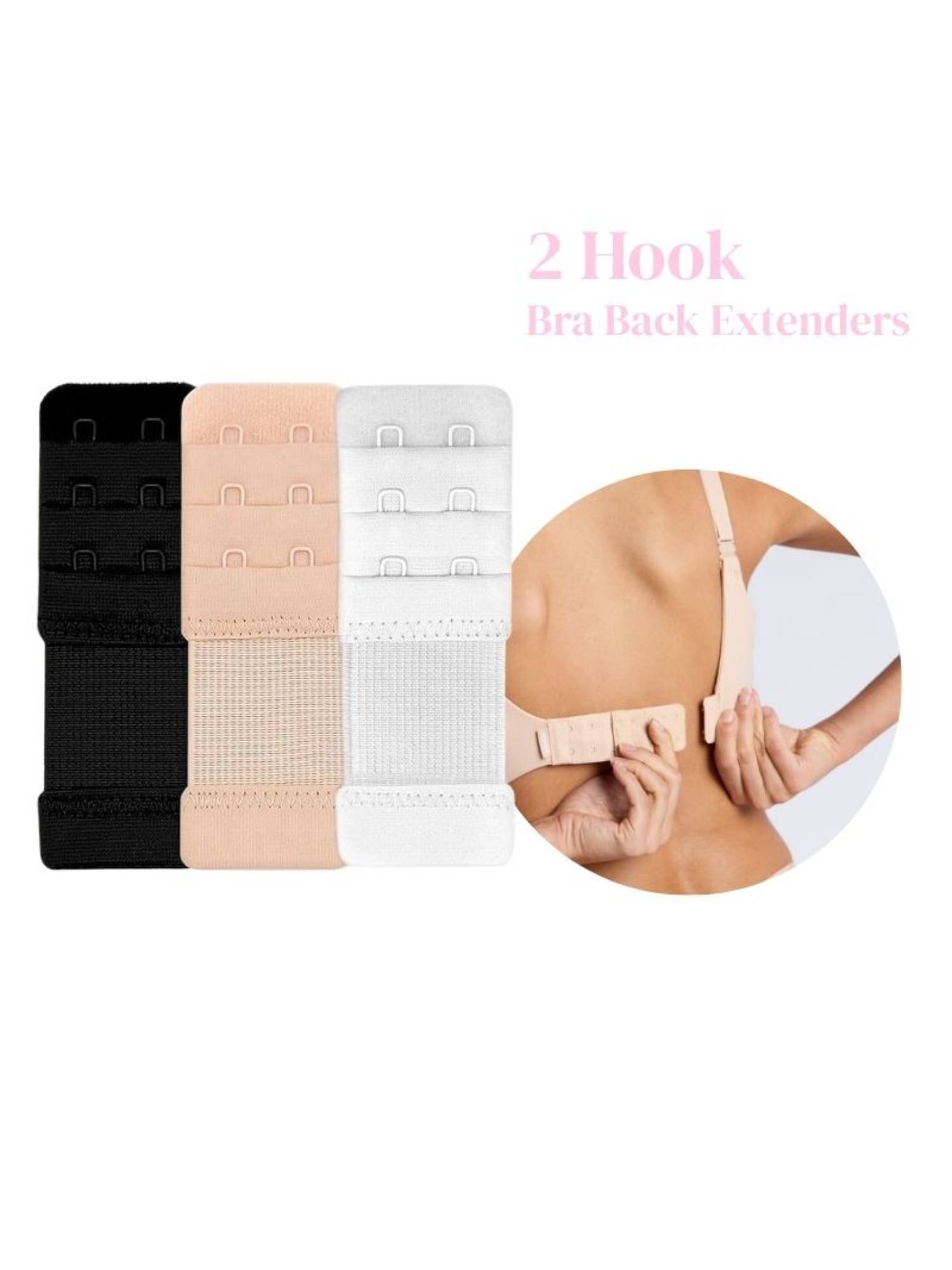 Rheal Curve Stretchable and Adjustable Bra Strap Extender, Soft Breathable (Pack of 3)