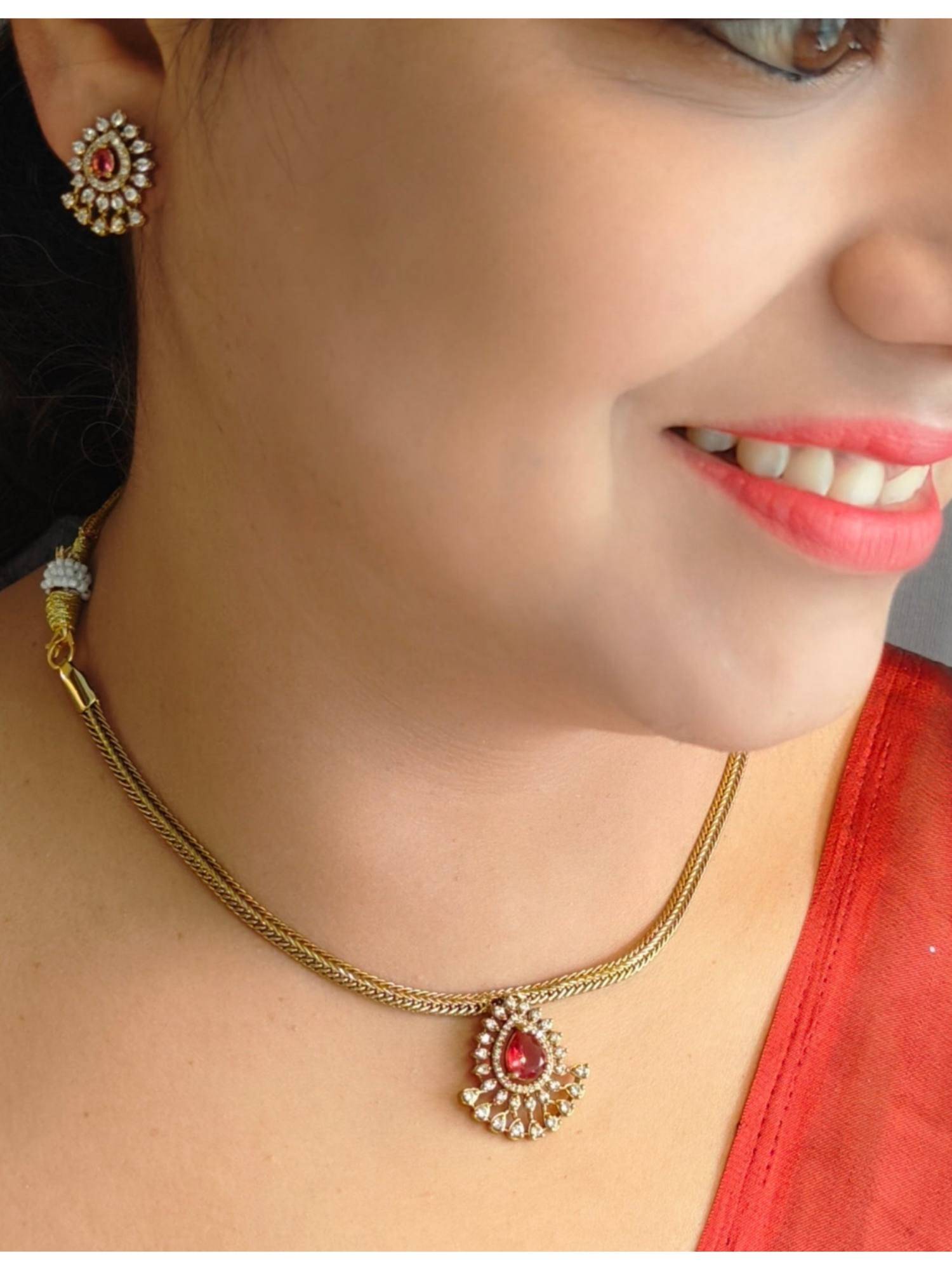 GRIIHAM Premium Sayara Collection Elegant Cz Jewellery Set