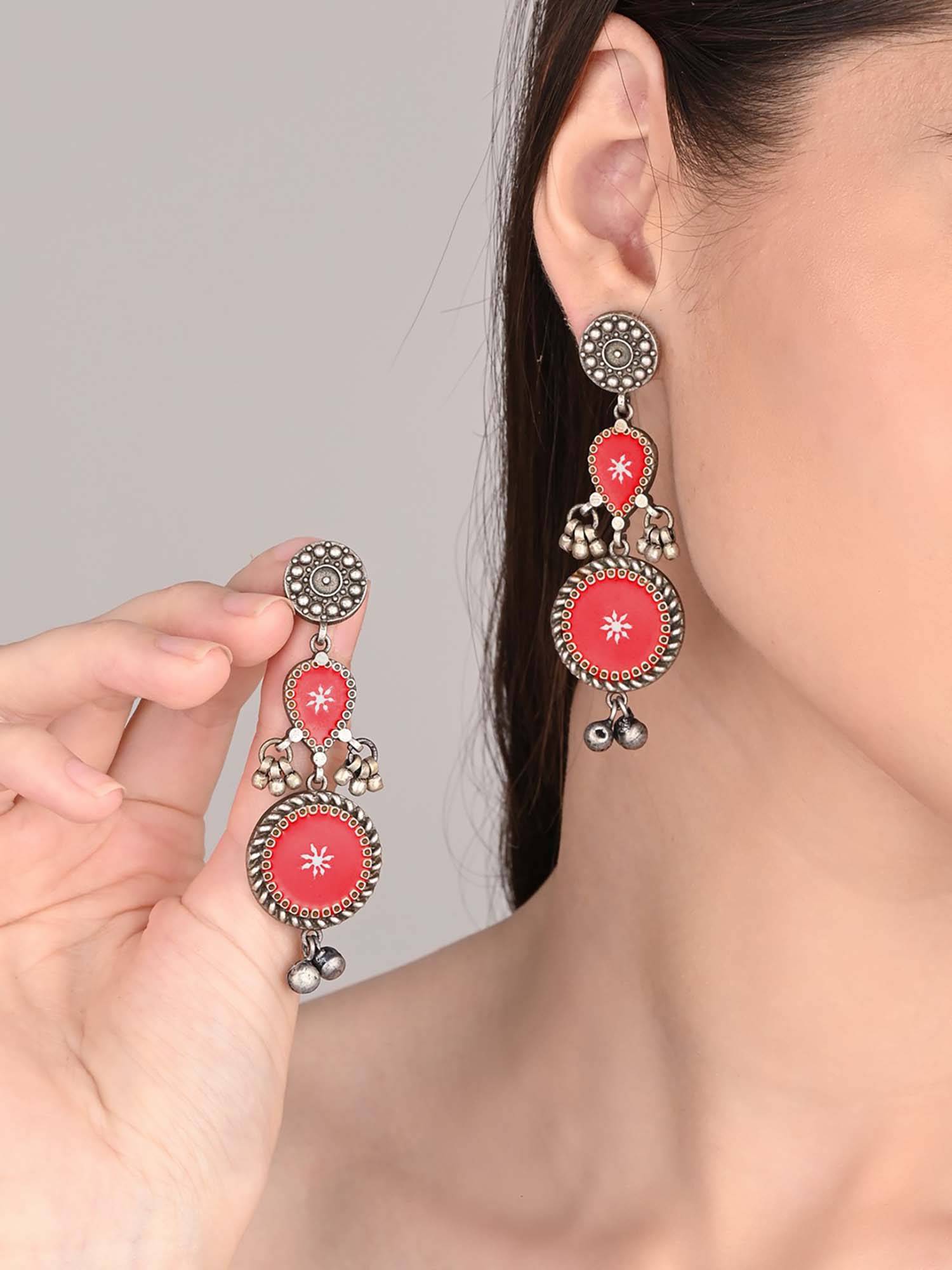 Anvik Hand-Painted Circular Drop Earrings
