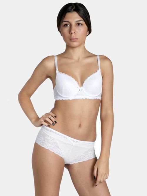 Buy Miorre Empty Cap Lace Bra Panty set - White (40B) Online