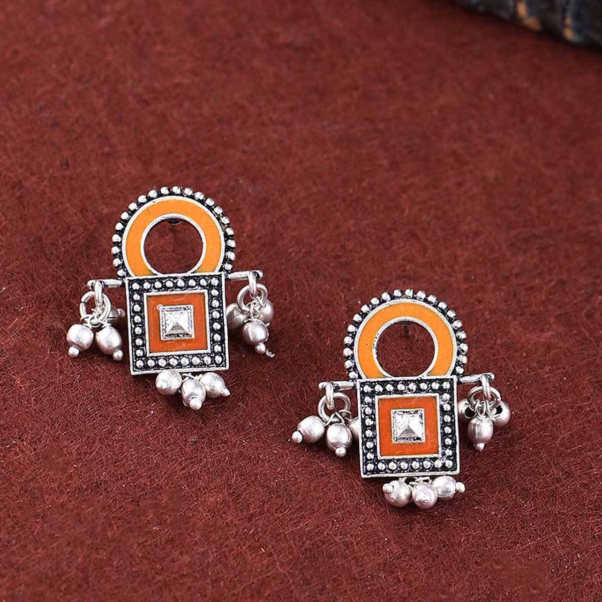 Voylla Sanwari Square Enameled Earrings