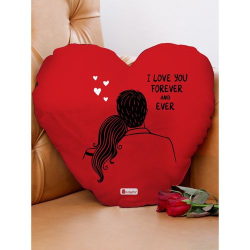 Indigifts Gifts for Girlfriend Cotton Heart Shape Cushion with Filler  Valentine Gift