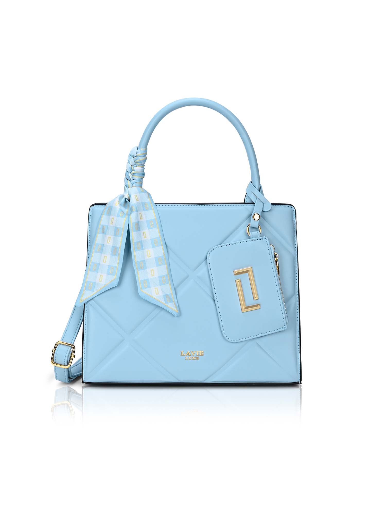 Buy Lavie Luxe Women's Quare Satchel Handbag (Blue) Online