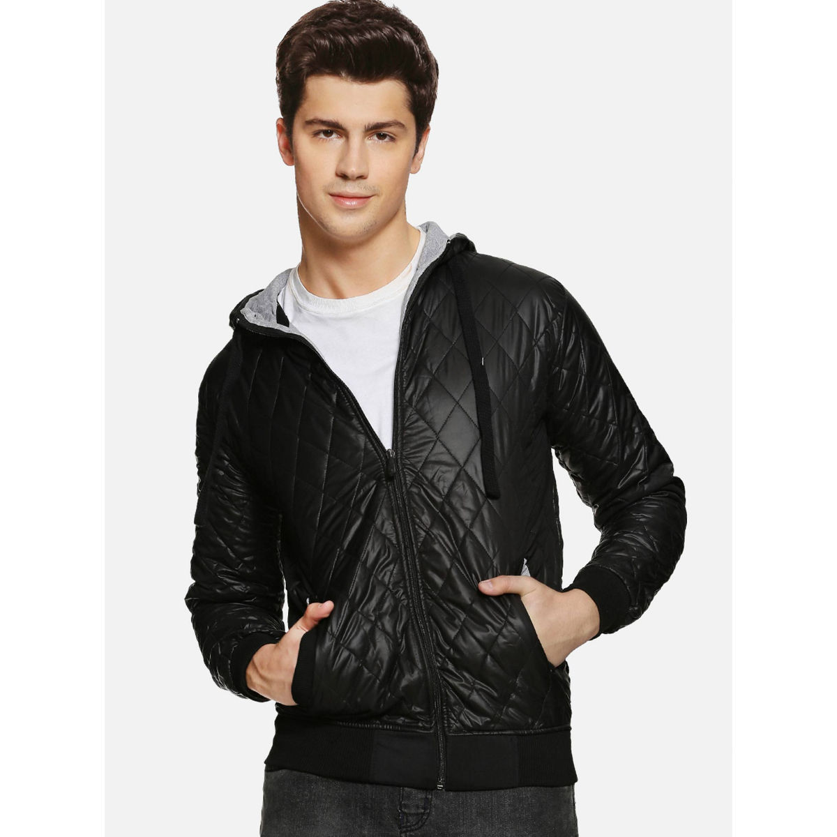 Campus Sutra Black Solid Jacket