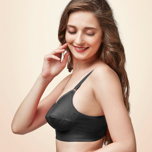 Buy Trylo Namrata Women's Cotton Non-wired Soft Full Cup Bra - Black online
