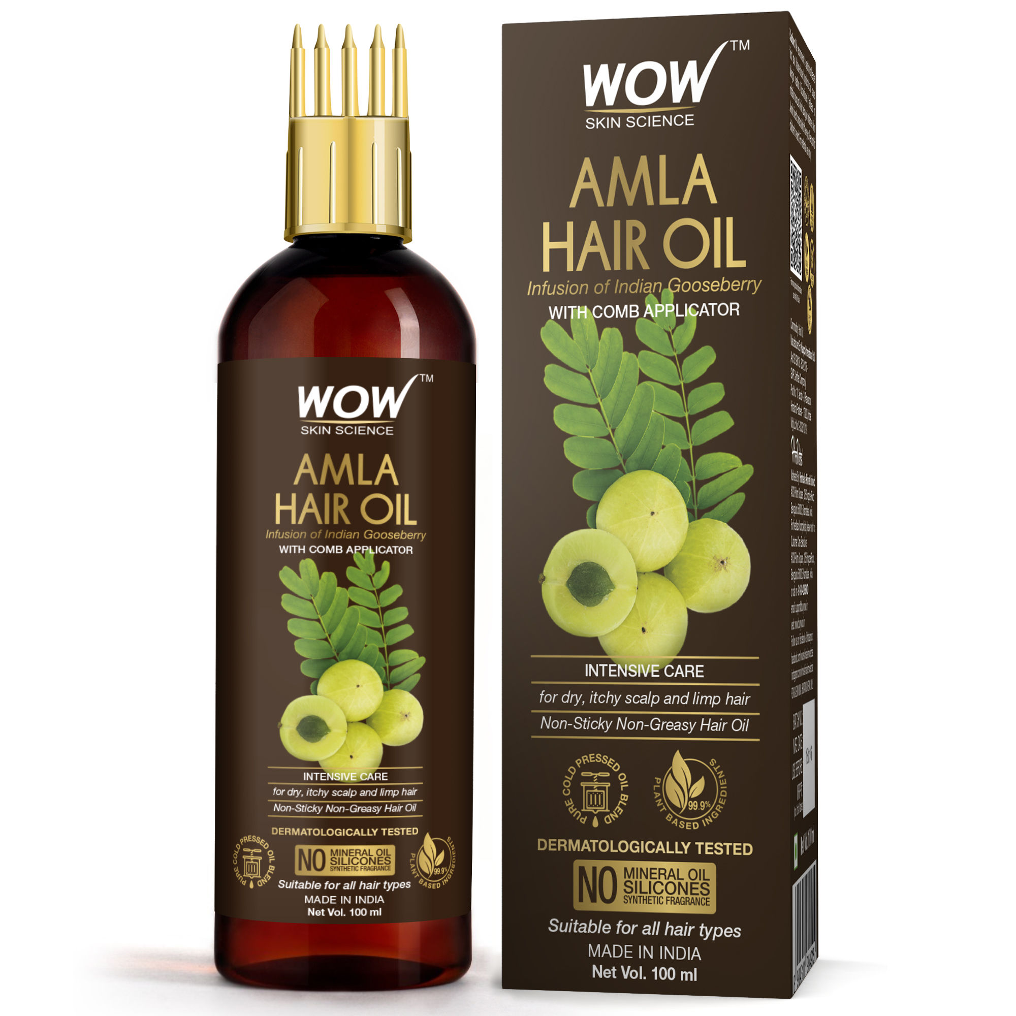 Wow Skin Science Amla Hair Oil with Comb Applicator