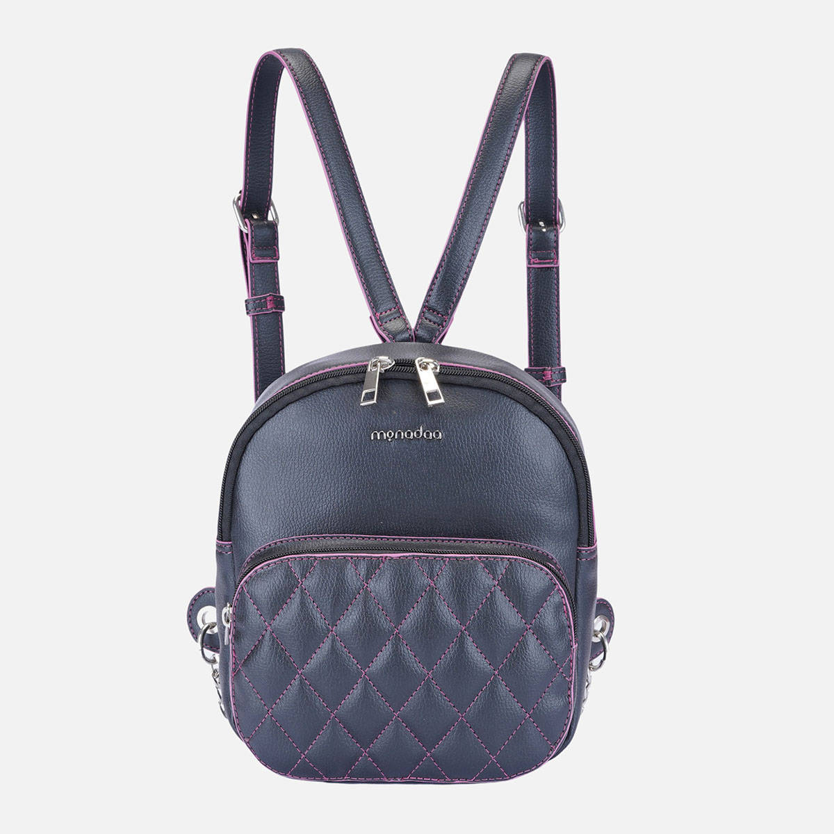 Buy MONADAA Black Textured Polyester Backpack Online