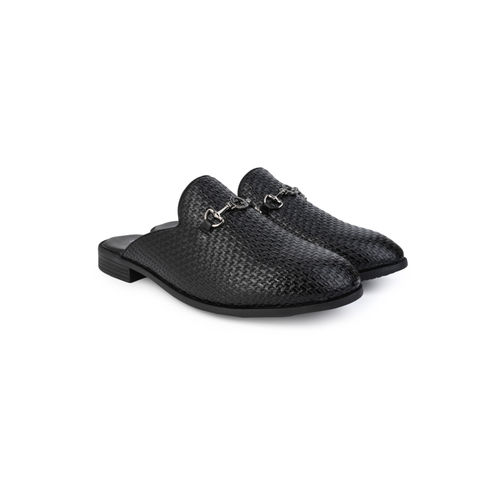 Buy Styli Men Patterned Faux Leather Slip On Mules with Buckle