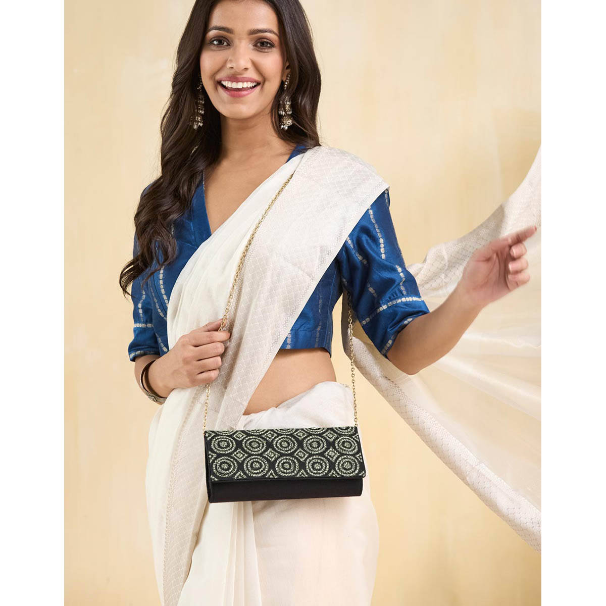 Fabindia Black Silk Blend Clutch (L)