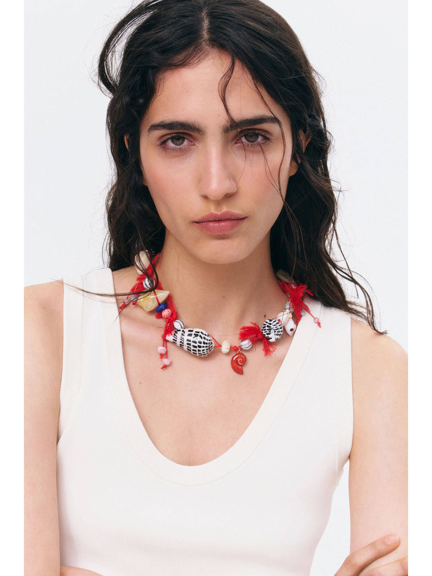 H&M Women Multi-Color Embellished Cord Necklace