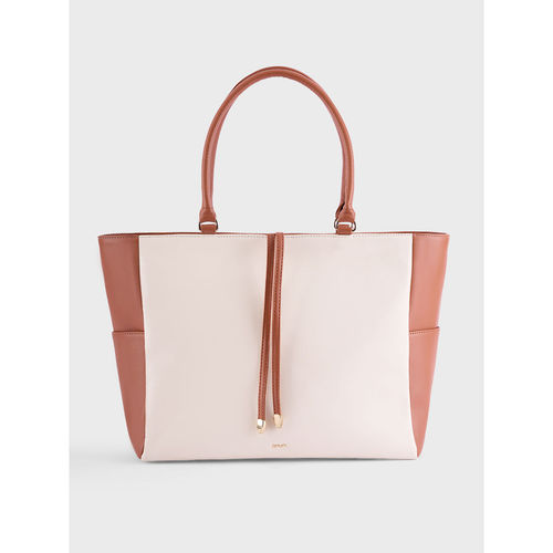Buy IYKYK by Nykaa Fashion Beige and Tan Colorblock Tote Bag Online