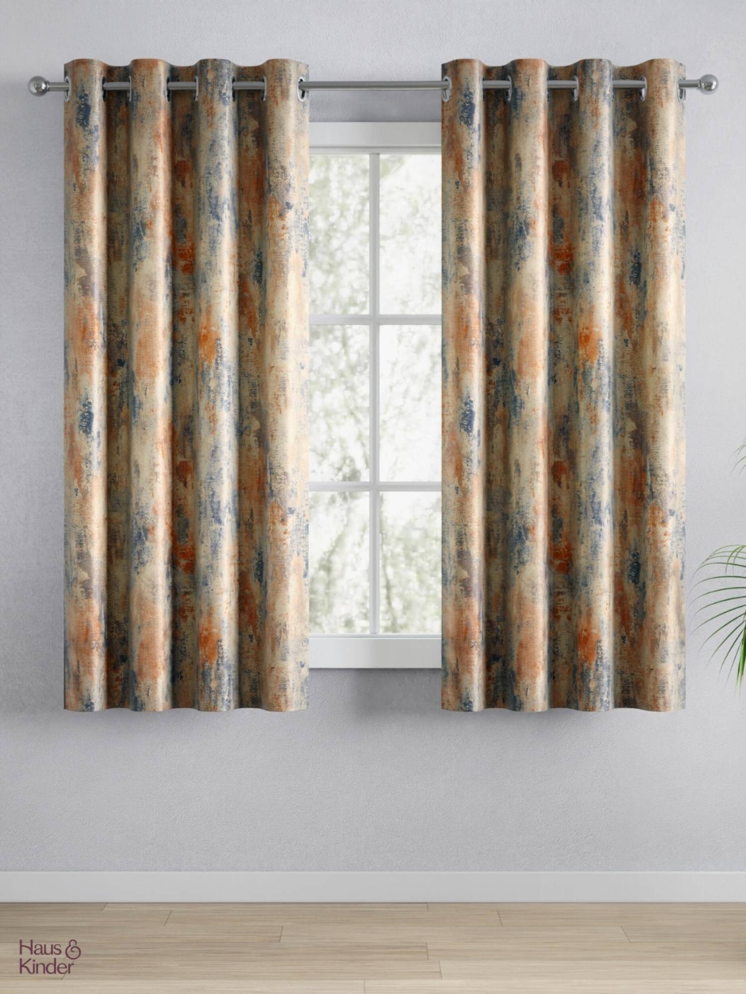 Haus & Kinder 100% Polyester Blackout Digital Printed Window Curtain Multi-Color (4X5 Feet)