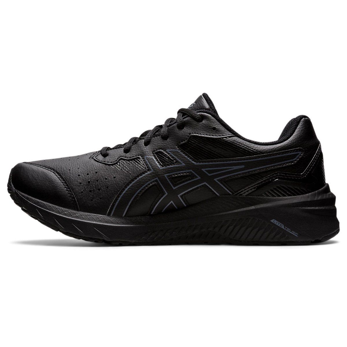 Asics black walking best sale shoes